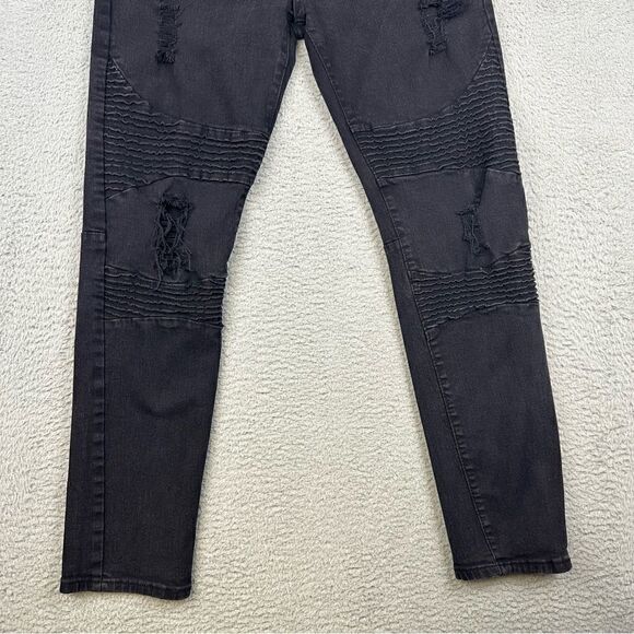 Waimea Jeans Mens 38 Black Skinny Distressed Denim Hipster Grunge Stretch 36x29* - Picture 3 of 14